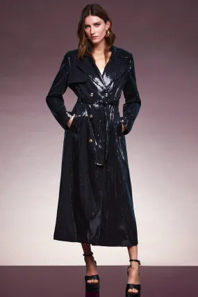 Sequin Belted Trench Coat | Karen Millen