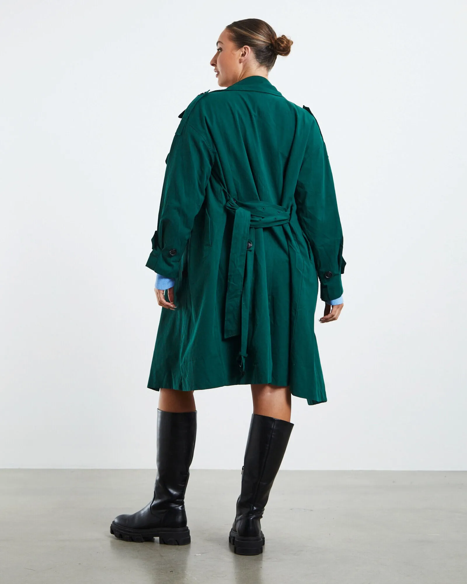 SNDYS May Trench Coat Forest Green