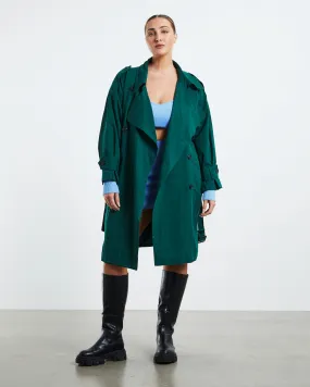 SNDYS May Trench Coat Forest Green