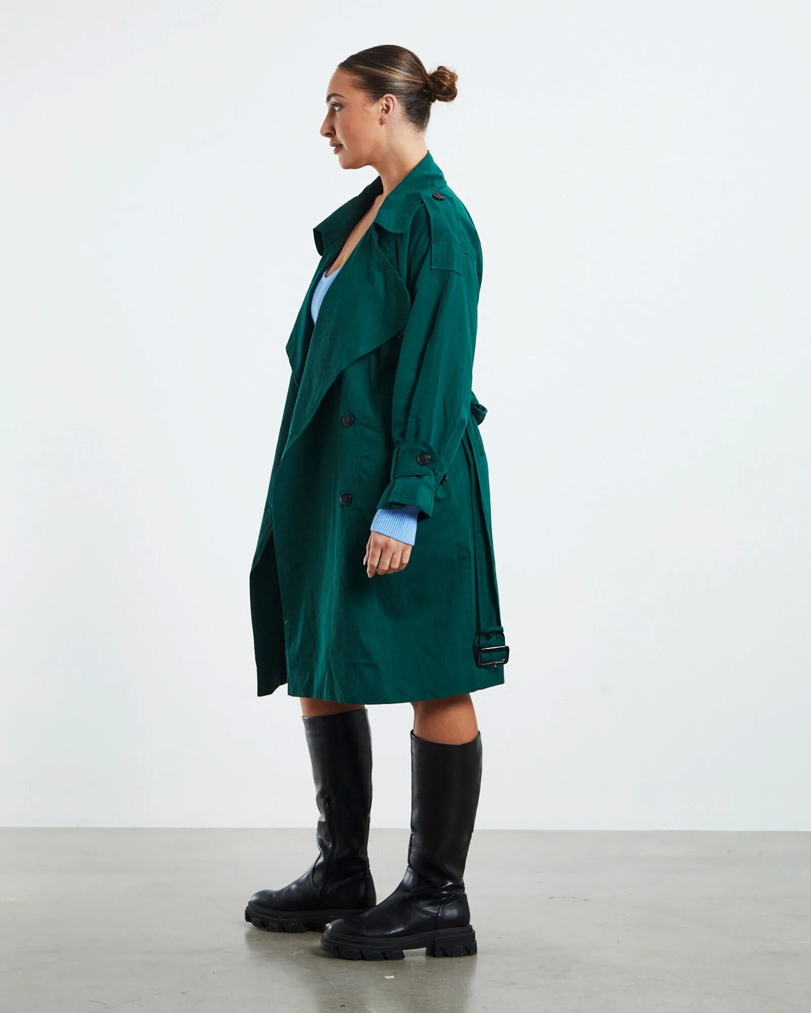 SNDYS May Trench Coat Forest Green