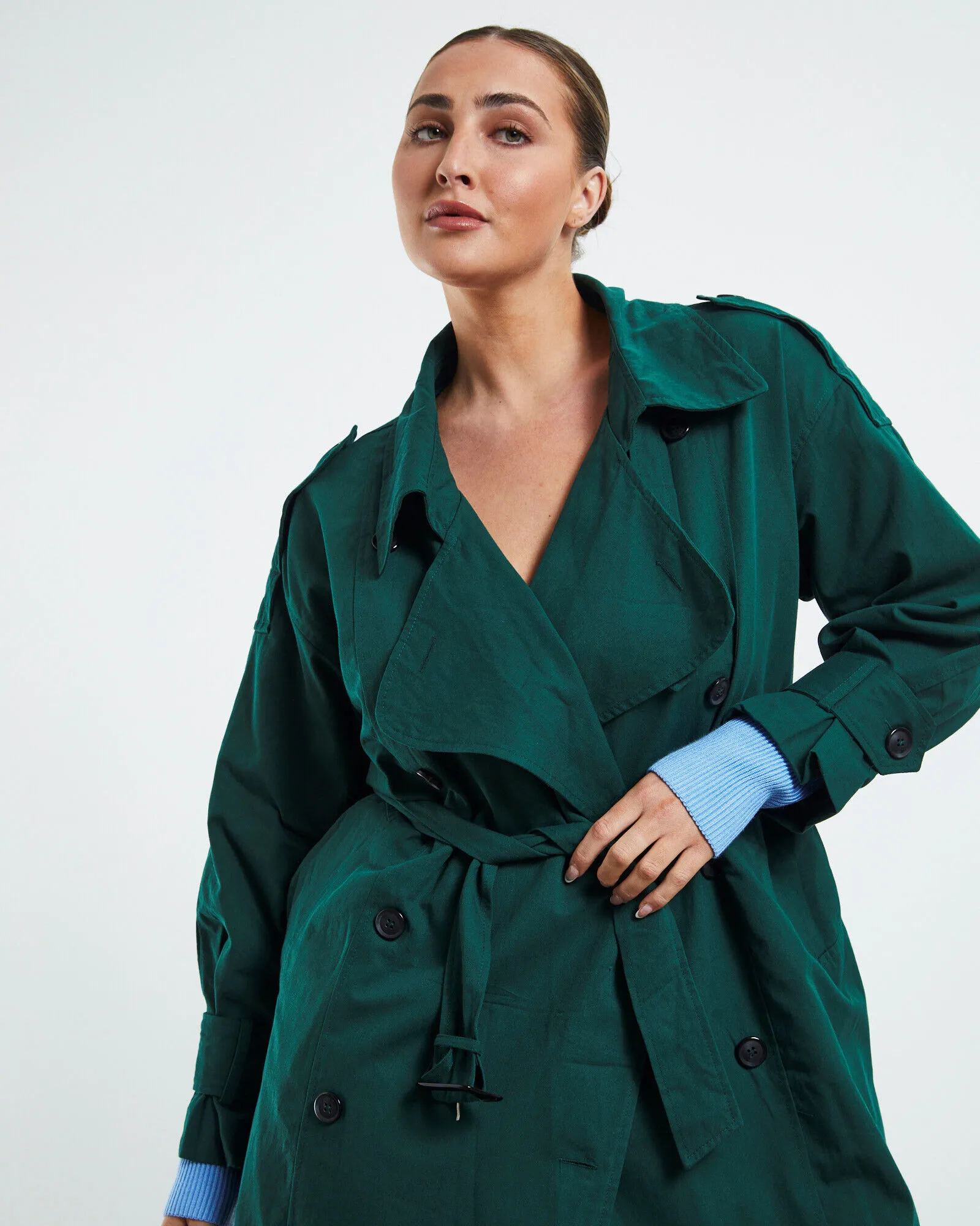 SNDYS May Trench Coat Forest Green