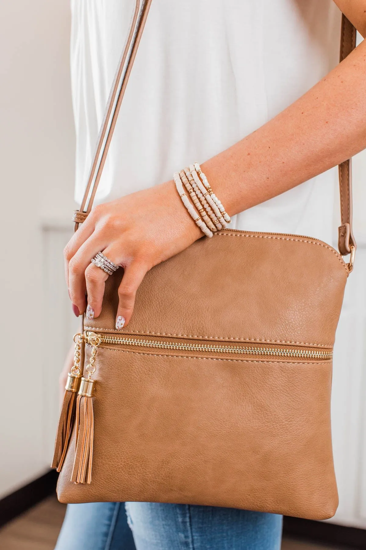 Sophisticated Looks Shoulder Purse- Taupe