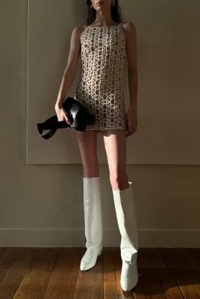 Studded Long Boots - White