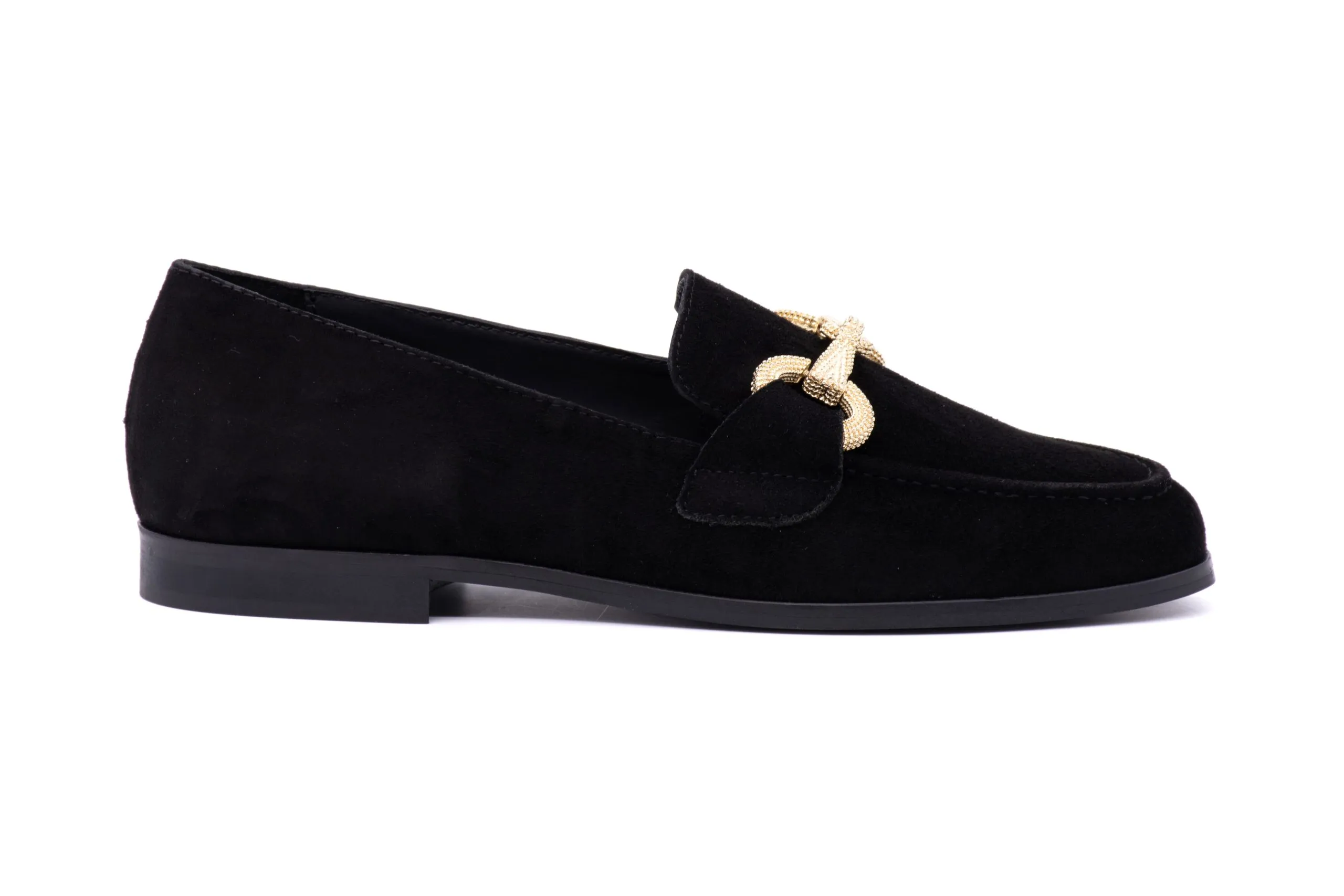 Suede Loafer with Gold Horsebit