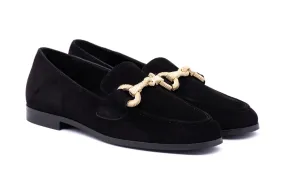 Suede Loafer with Gold Horsebit