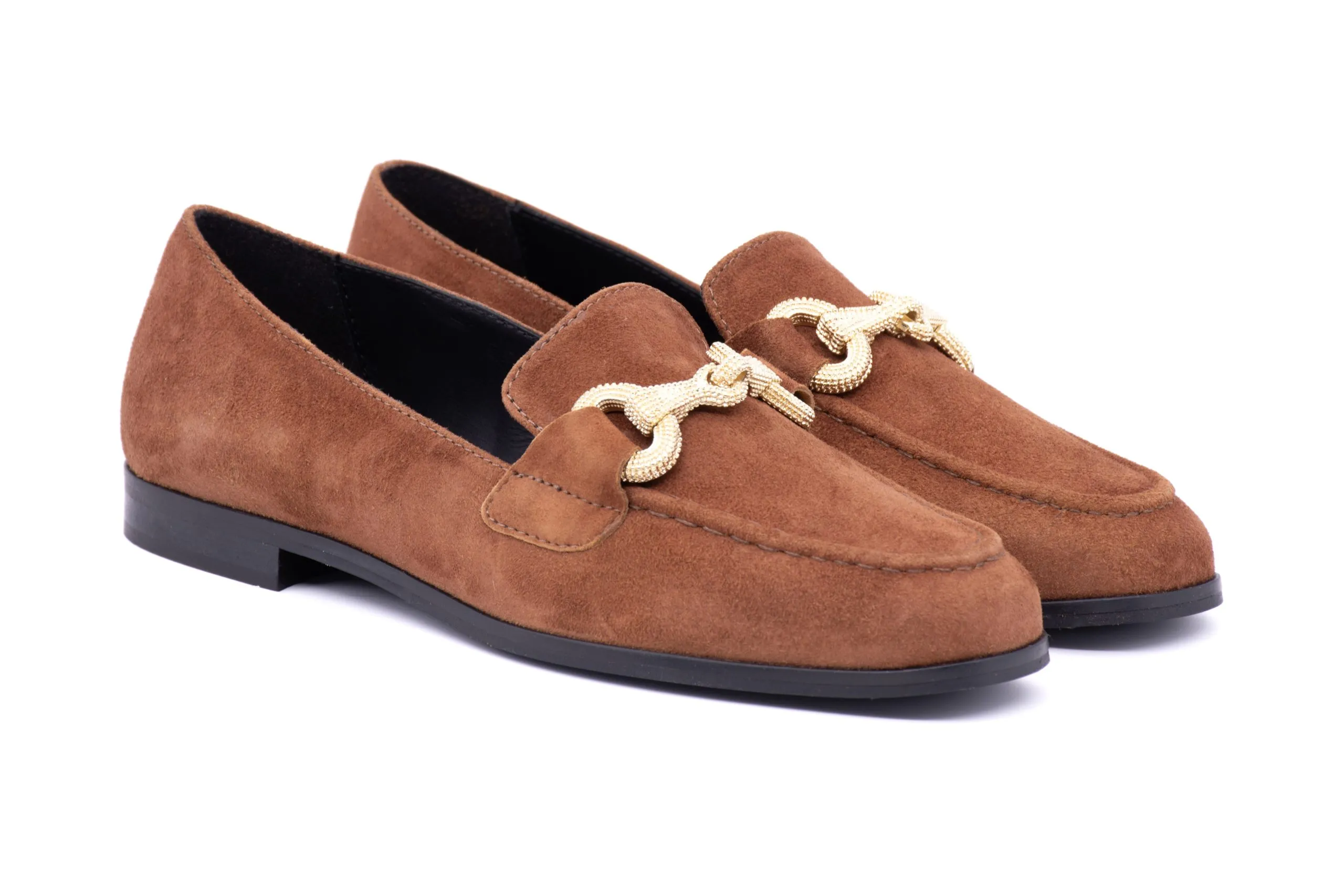 Suede Loafer with Gold Horsebit