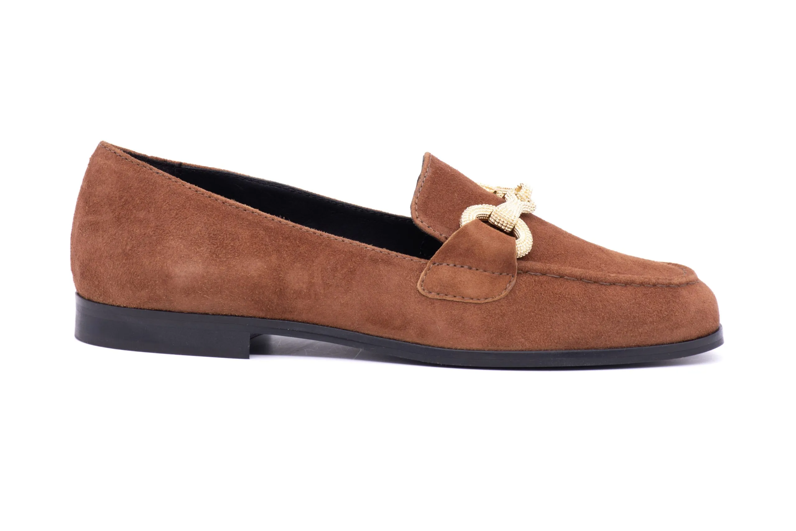 Suede Loafer with Gold Horsebit