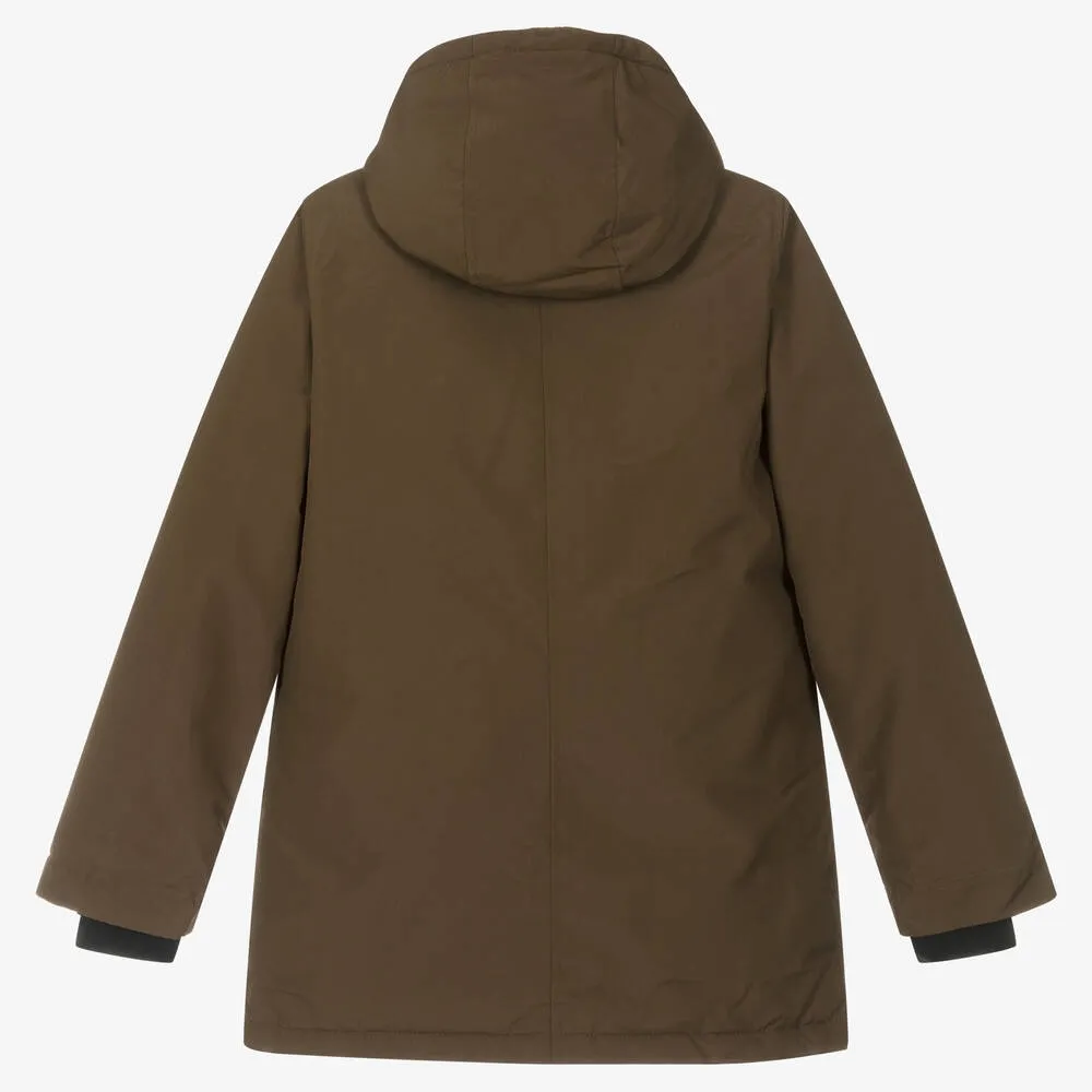 Teen Boys Brown Hooded Parka Coat