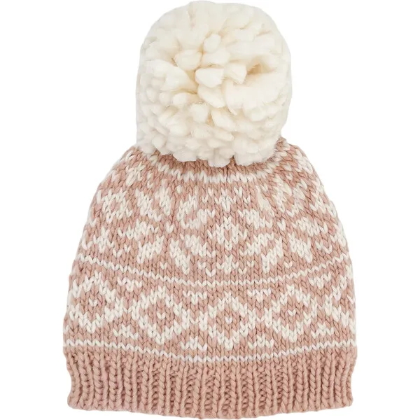 The Blueberry Hill Snowflake Pattern Knit Pom Hat, Blush