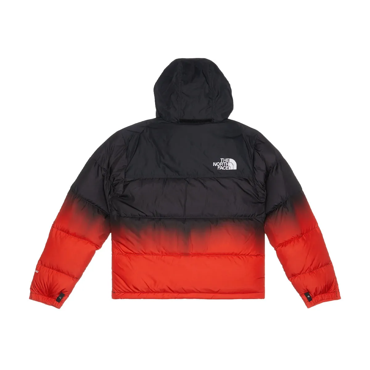 The North Face Womens 96 Nuptse Dip Dye Jacket NF0A84QY-OOR Fiery Red Dip Dye Small Print