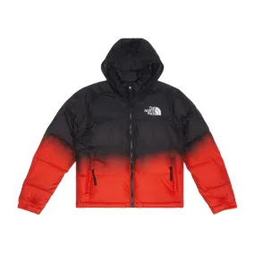 The North Face Womens 96 Nuptse Dip Dye Jacket NF0A84QY-OOR Fiery Red Dip Dye Small Print