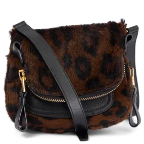 Tom Ford Jennifer Leopard Mini Crossbody Bag Brown/Black Calf Hair