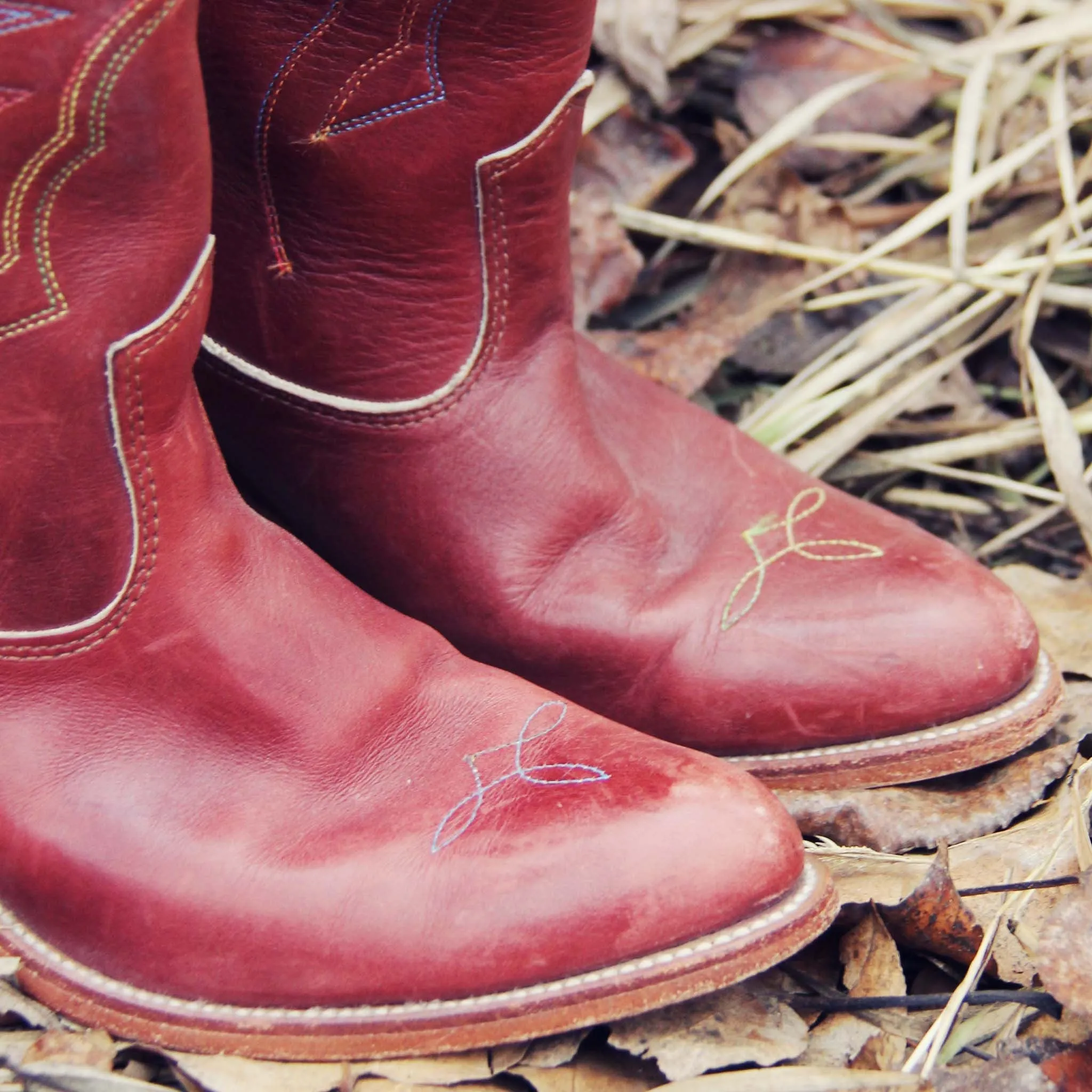 Vintage Feather Stitch Boots