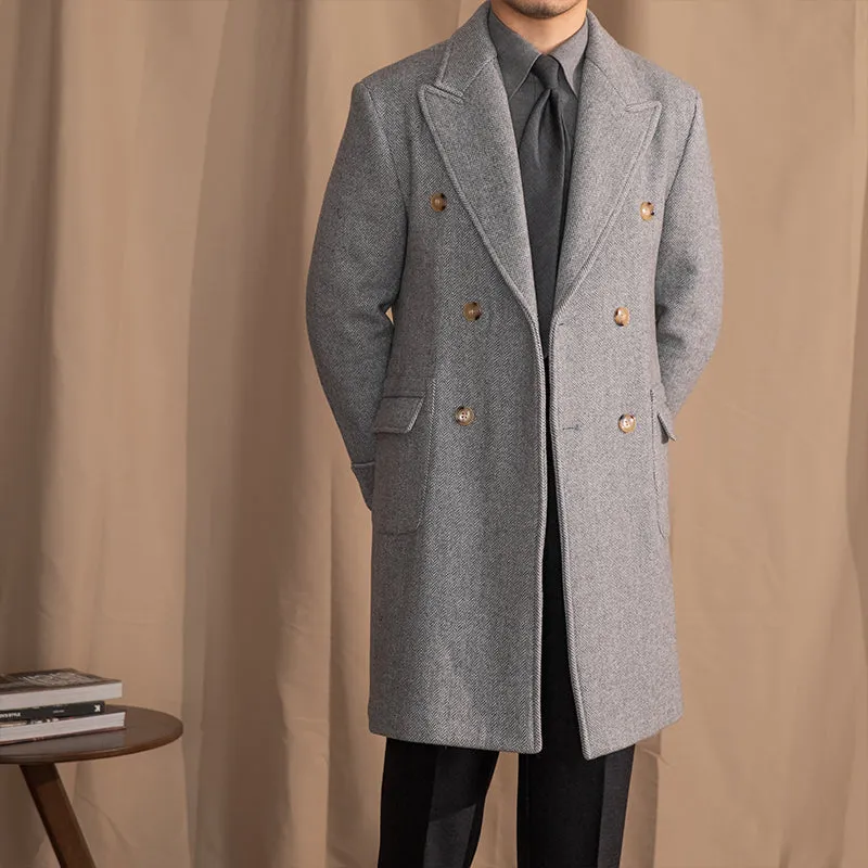 Vintage Men's Wool Herringbone Polo Coat