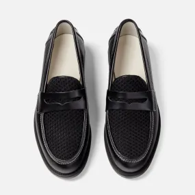 Wilde Black Rattan Penny Loafer - Men's