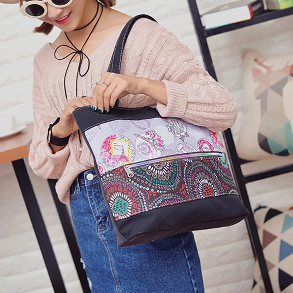 Women Tote Bag Handbag Shoulder Bags Taibal Totem Printed Canvas Casual Designer Handbags bolsos mujer