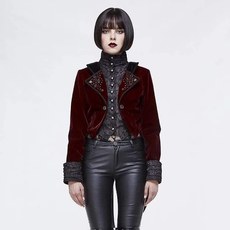 Women's Goth Jacquard Short Dovetail Coat