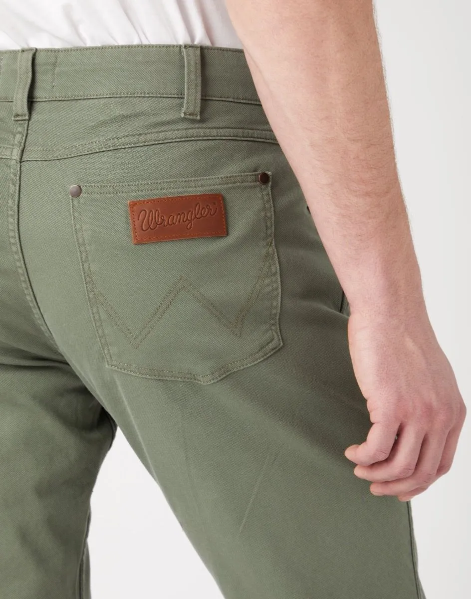 Wrangler Greensboro Straight Dobby Soft Fabric Jeans Dusty Olive