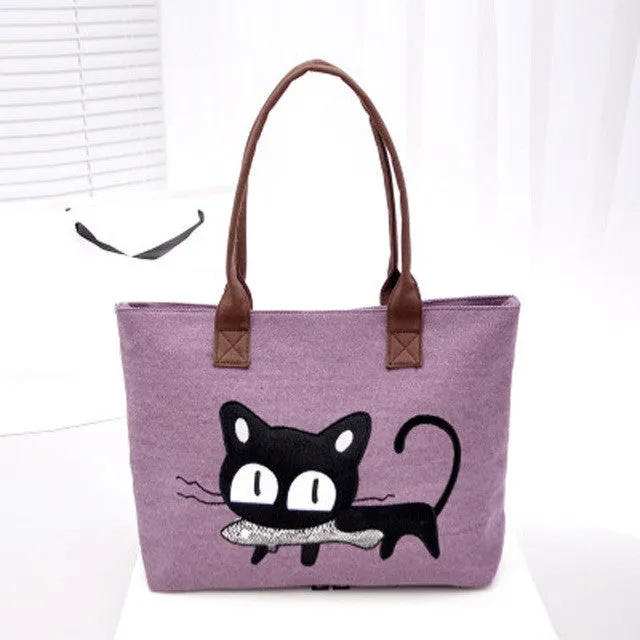 Xiniu Women Small Canvas Bag Cute Cat  Bag Women Shoulder bags  mochila feminina #LREW