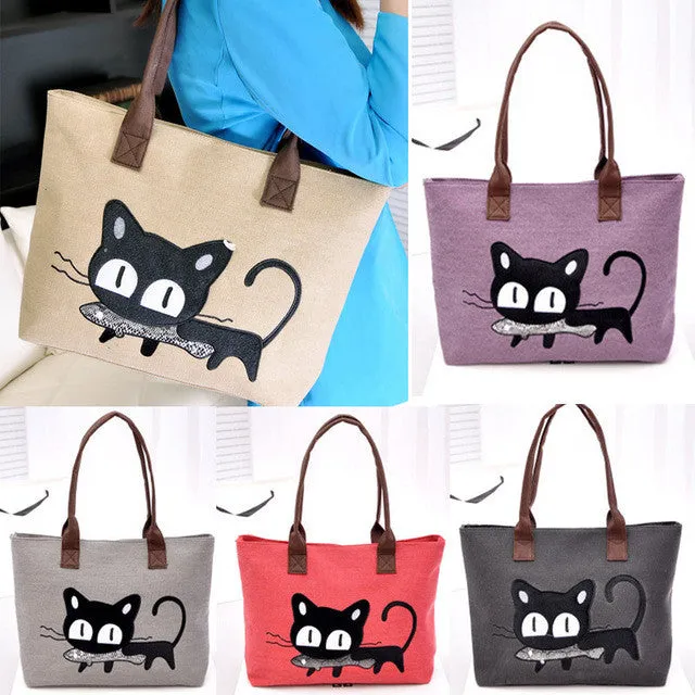 Xiniu Women Small Canvas Bag Cute Cat  Bag Women Shoulder bags  mochila feminina #LREW