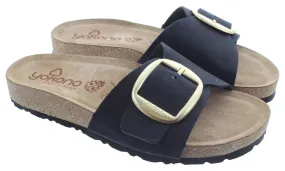 YOKONO Ladies Jerba 114 Buckle Mule Sandals In Black