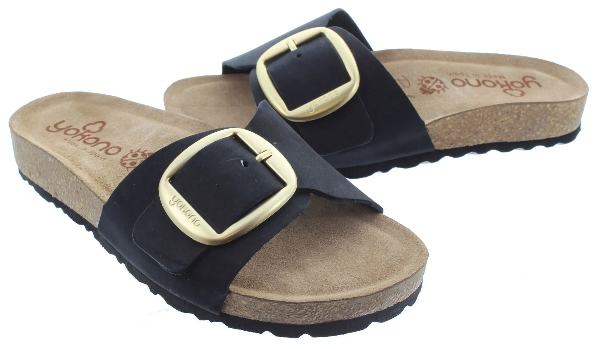 YOKONO Ladies Jerba 114 Buckle Mule Sandals In Black