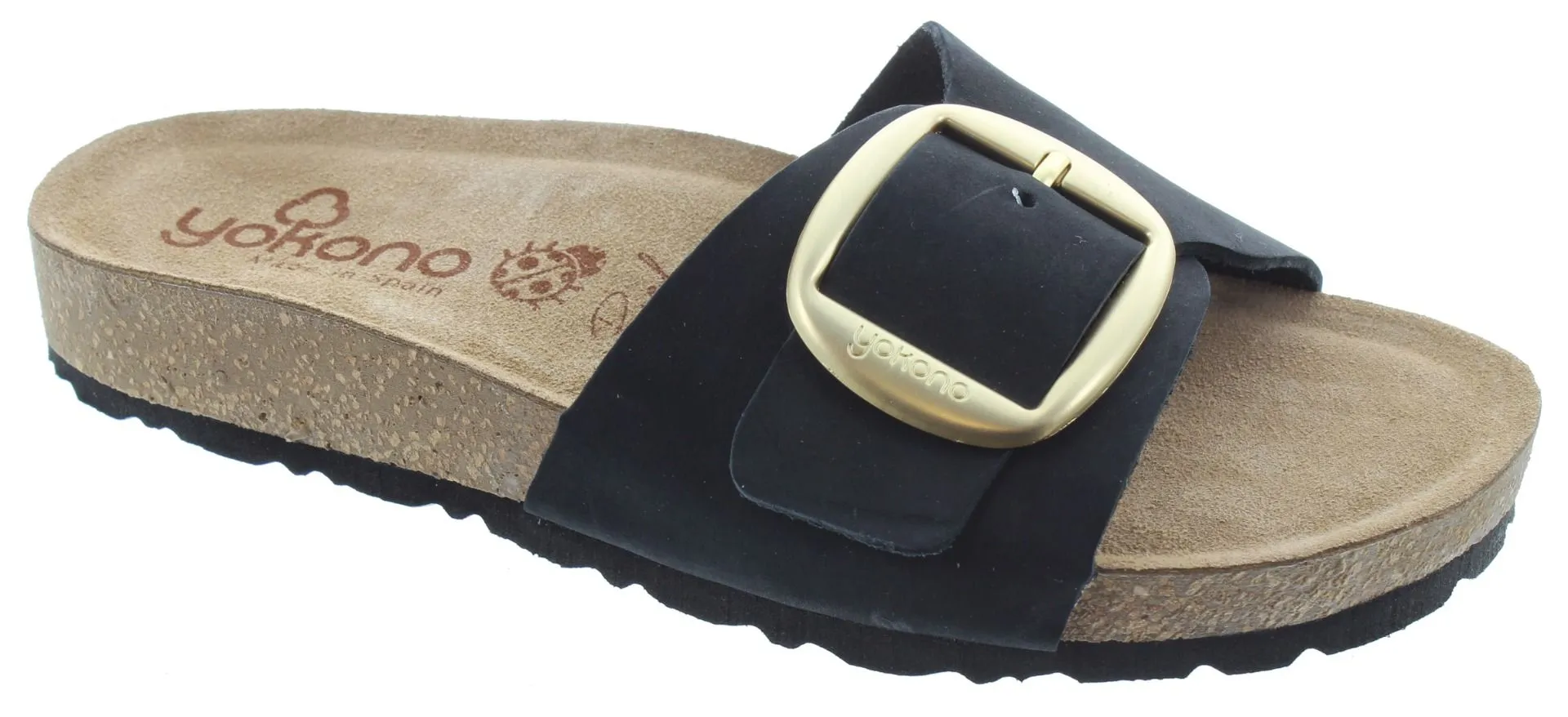 YOKONO Ladies Jerba 114 Buckle Mule Sandals In Black